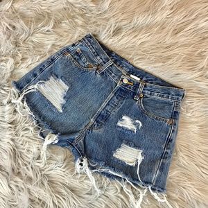 Levi Denim Shorts Custom Destroyed Womens